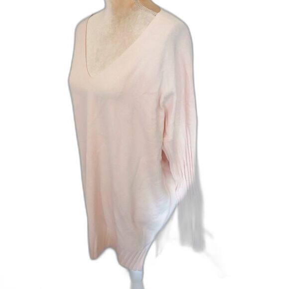 NWT French Connection soft pink Capri Blush pullover sweater 1X deep V - Picture 4 of 6